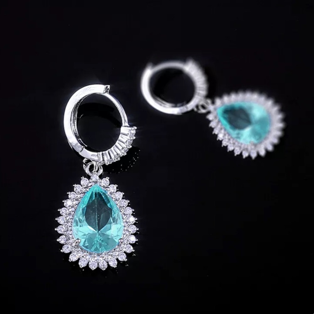 New Gorgeous 925 Silver Aquamarine Drop Earrings - Picture 5 of 5